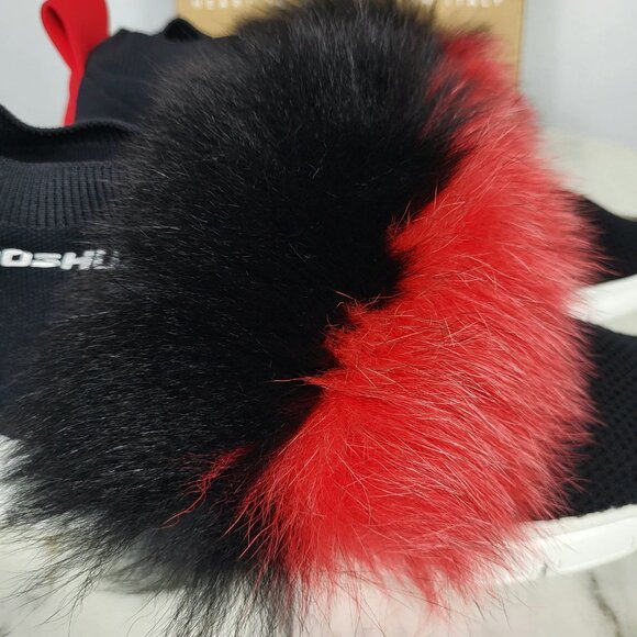 NWB~$345~JOSHUA*S~38/8~ITALY RED BLACK FOX FUR EXTRA LIGHT SNEAKERS SHOES BOOTS - Picture 4 of 16